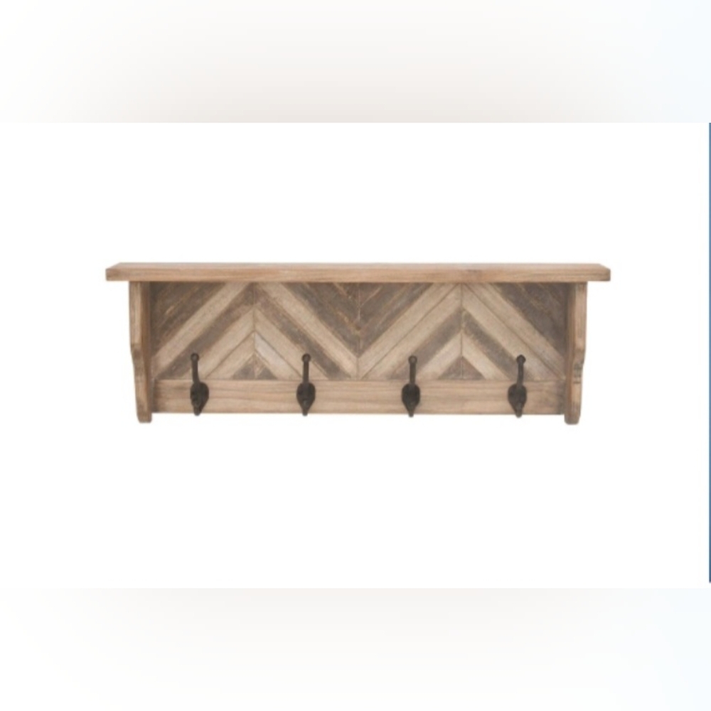 Wood 1 Shelf and 4 Hangers Wall Hook Brown - Olivia & May (Target)
